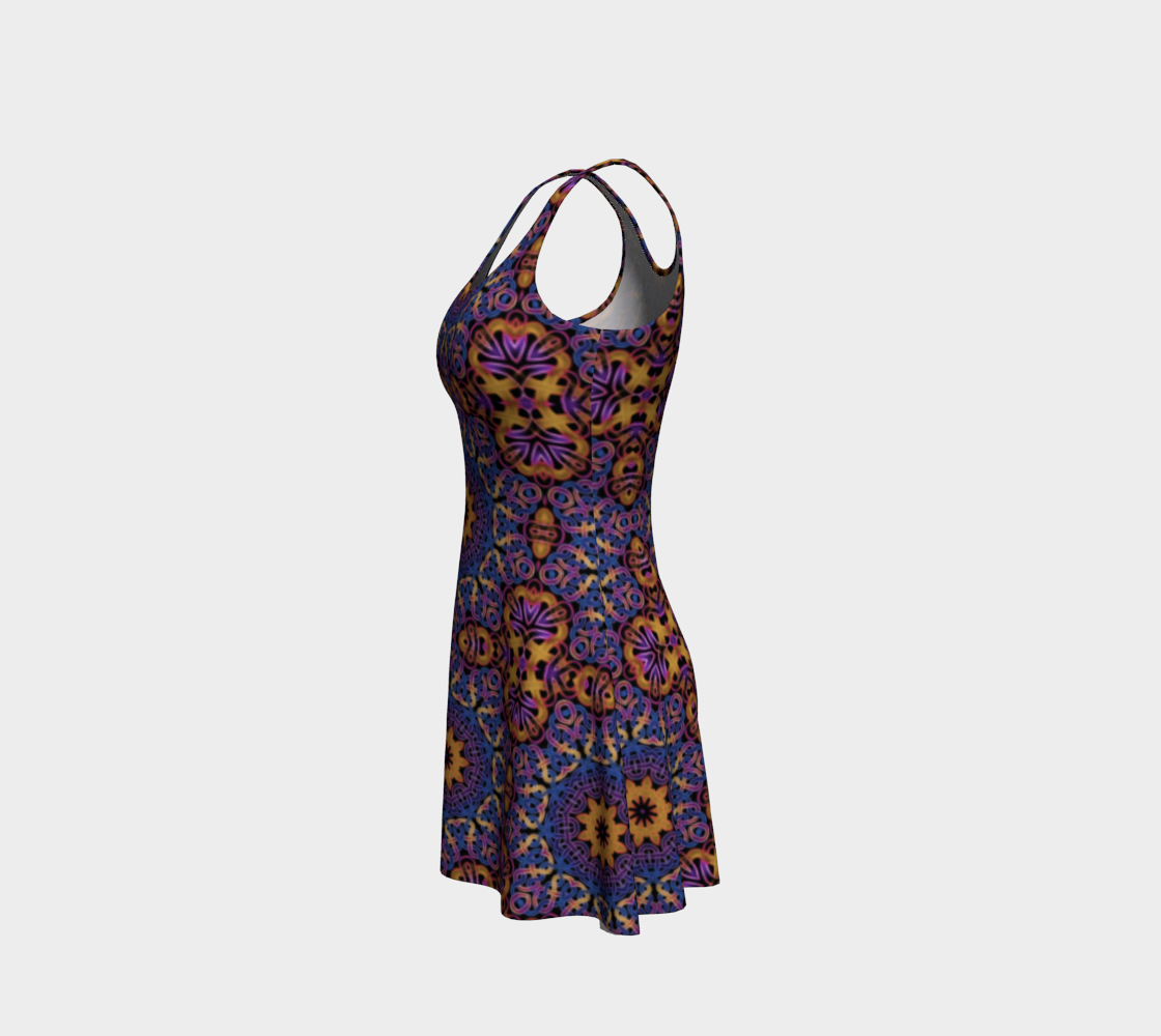 Blue Gold Celtic Kaleidoscope Flare Dress