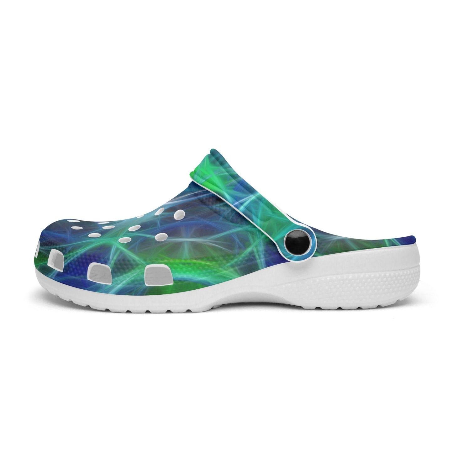 Green Blue Kaleidoscope 413. All Over Printed Clogs