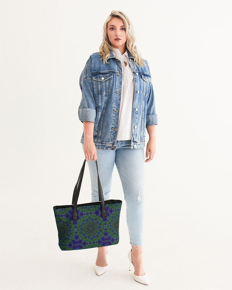 blue Green Ribbon Kaleidoscope Stylish Tote