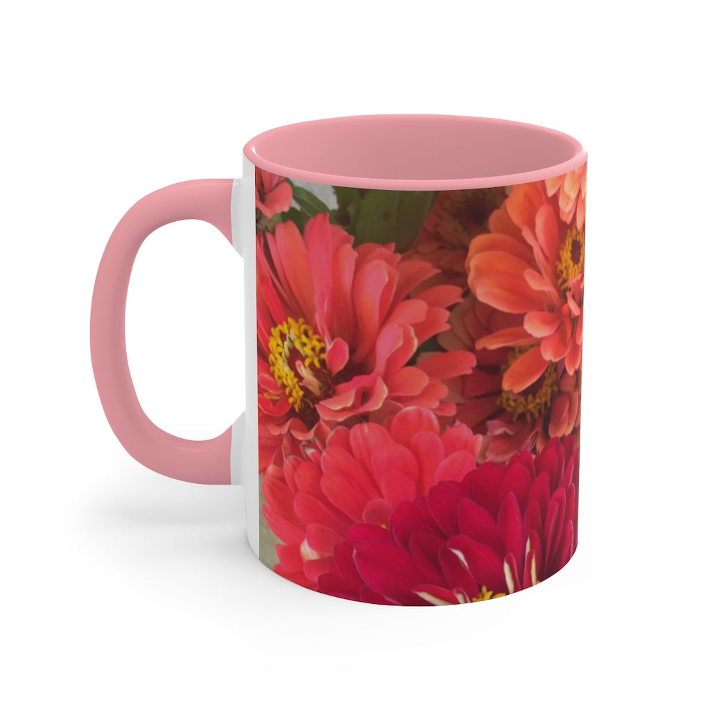 Peach and Pink Zinnias Accent Mug