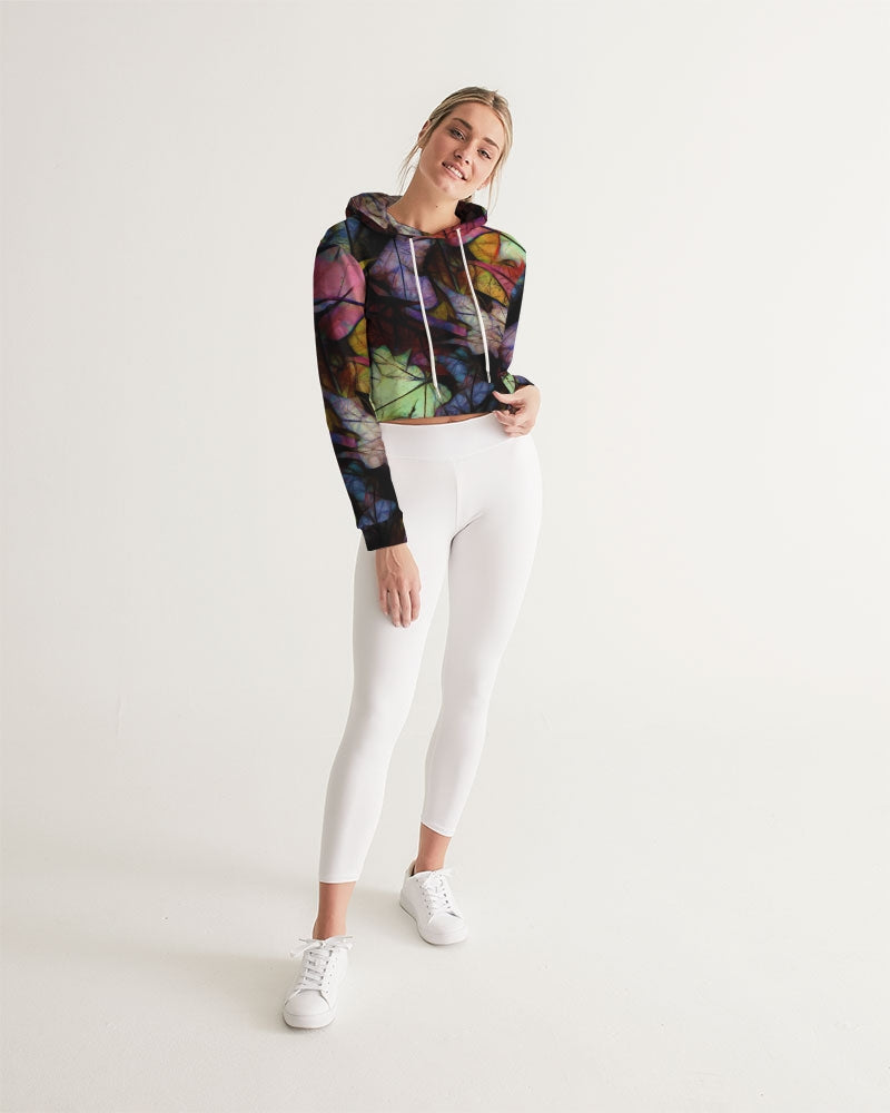 Fall Leaves Abstract Women's Cropped Hoodie