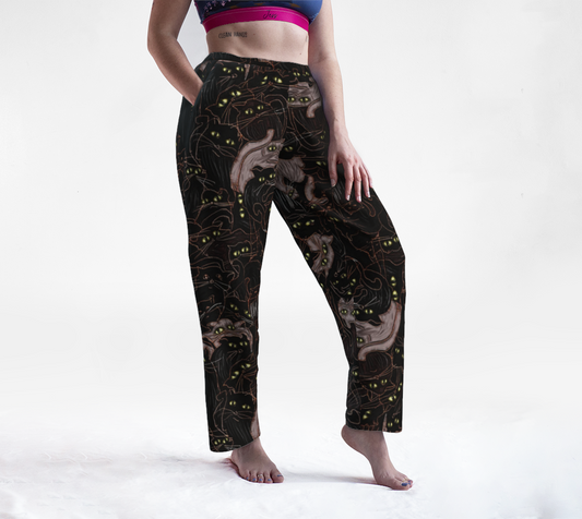 Black Cats Yellow Eyes Lounge Pants