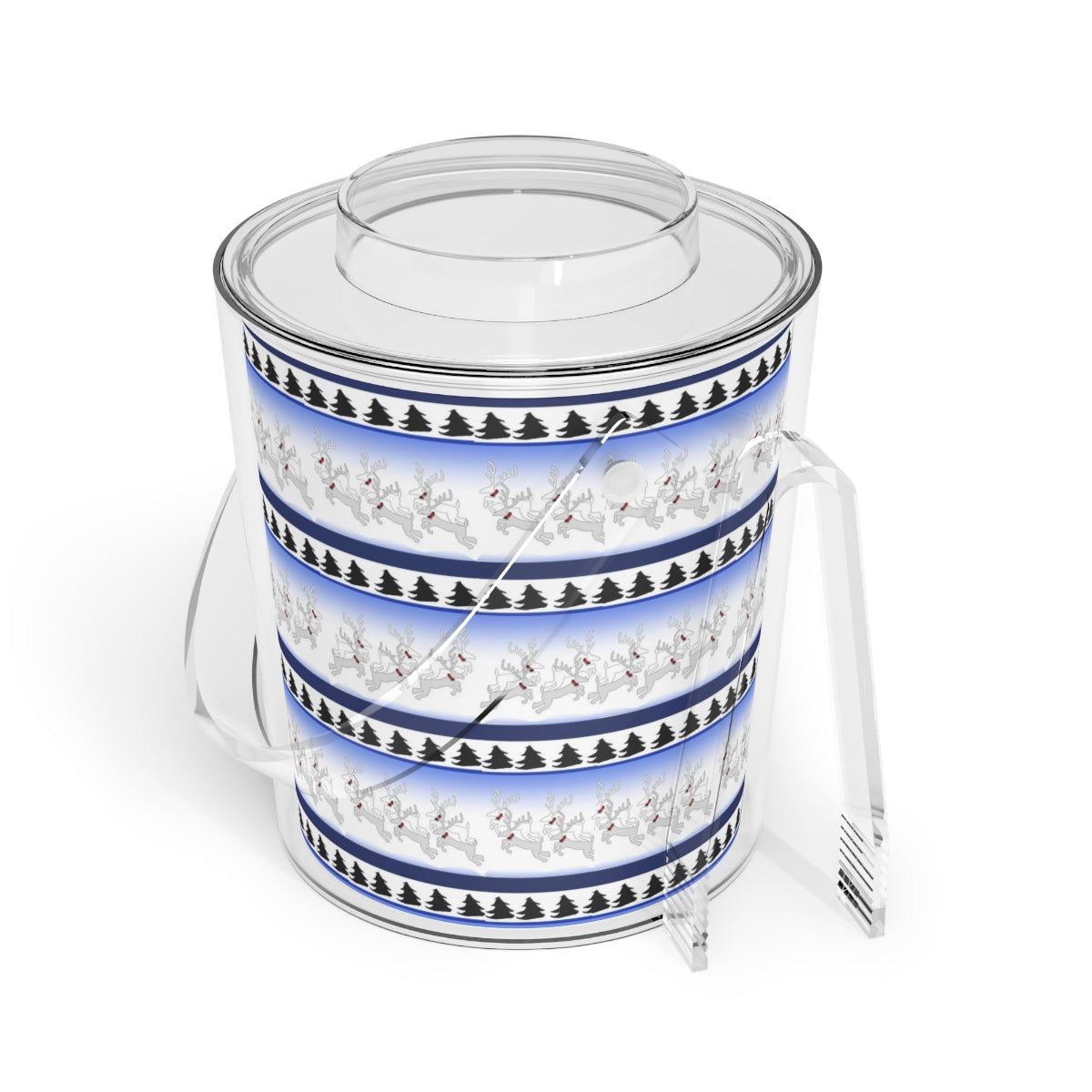 Reindeer Pattern Ice Bucket with Tongs