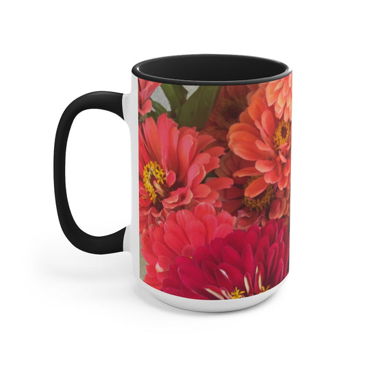 Peach and Pink Zinnias Accent Mug