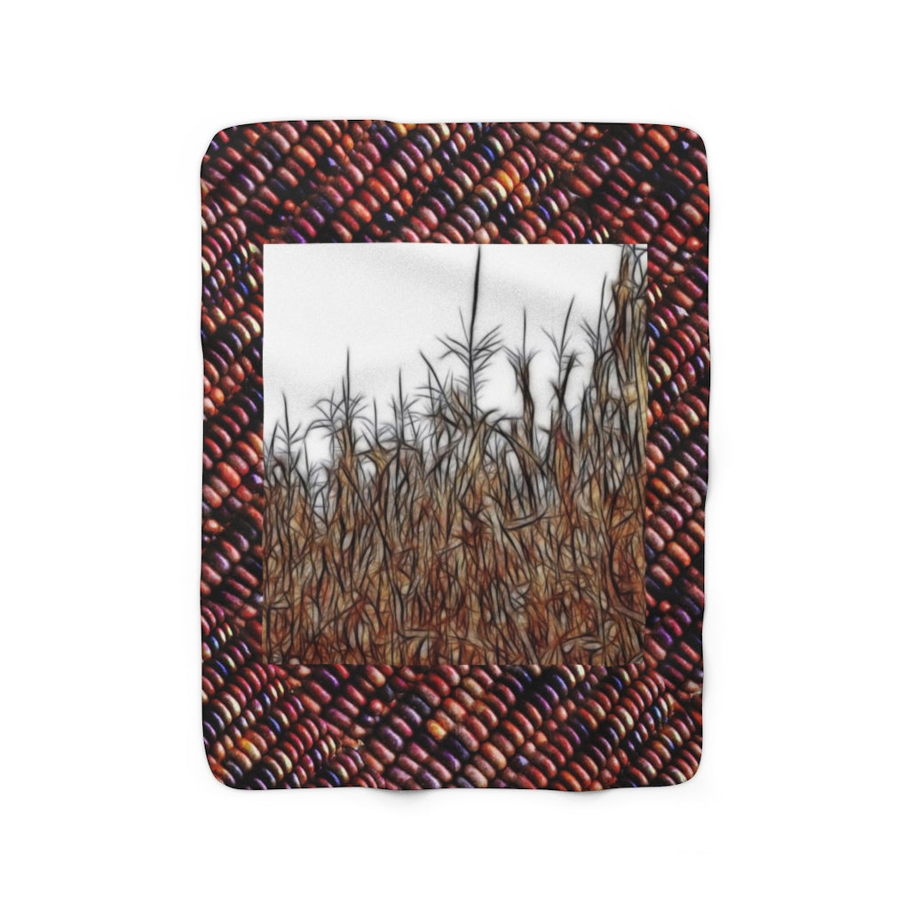 Cornfield on Purple Corn Sherpa Fleece Blanket