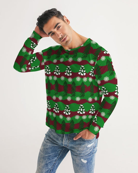 Snowy Evergreen Pattern Men's Long Sleeve Tee