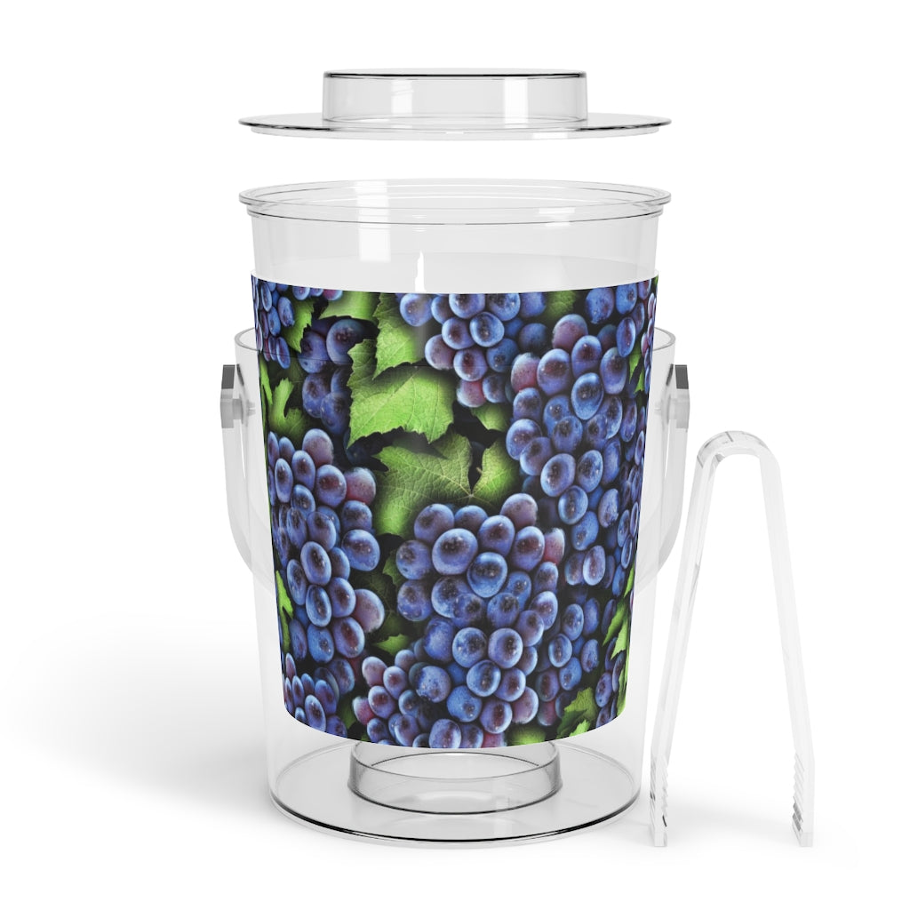 Grapes Pattern Ice Bucket with Tongs