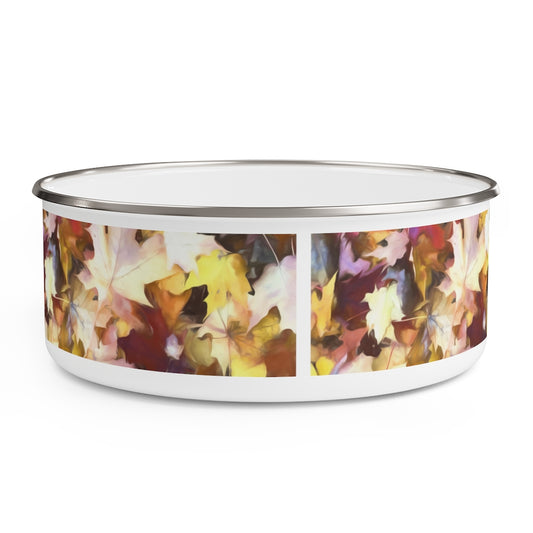 Fall Leaves Bright Enamel Bowl