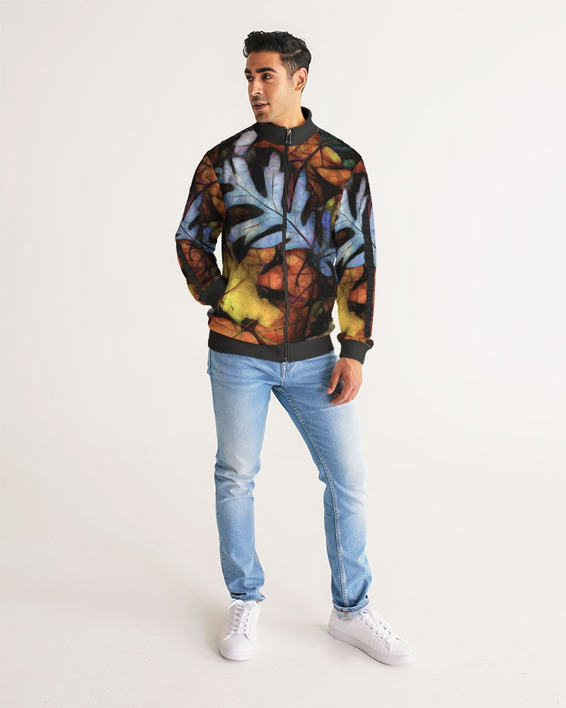 Mid October Leaves Men's Stripe-Sleeve Track Jacket