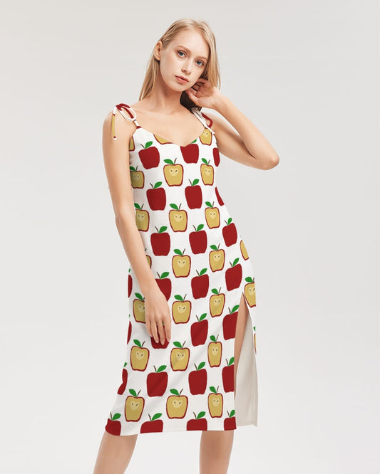 Apple Polkadots Women's Tie Strap Split Dress