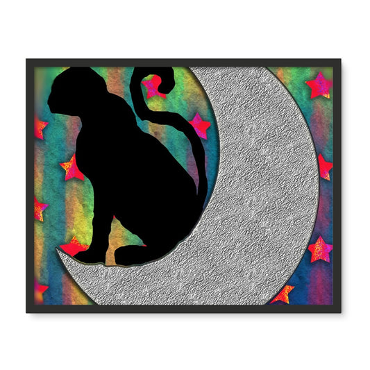 Cat On A Moon Framed Photo Tile