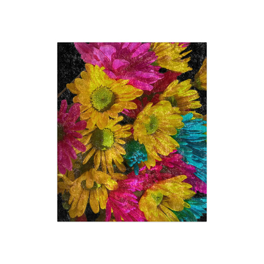 Bright Daisy Bouquet Crushed Velvet Blanket