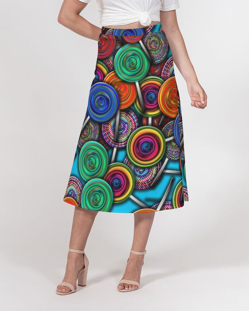 Colorful Lollipops Women's A-Line Midi Skirt