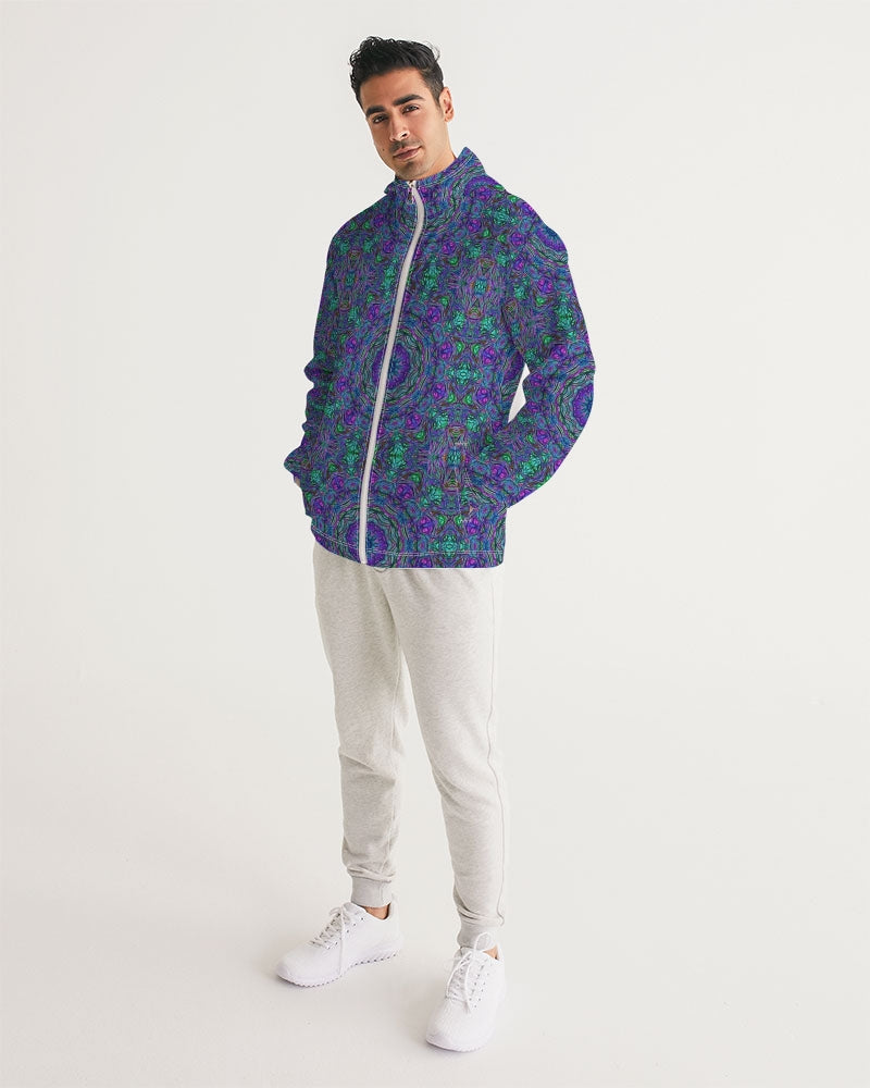 Blue Green Purple Kaleidoscope Men's Windbreaker