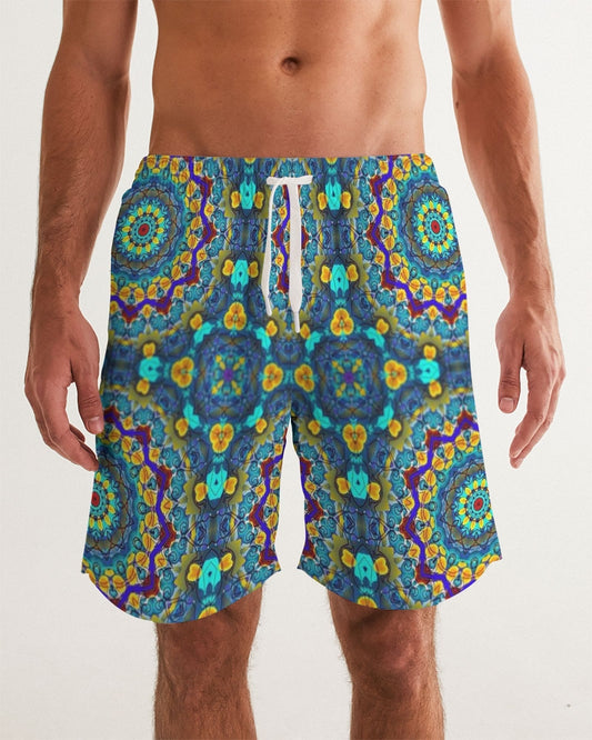 Blue Green Blur Kaleidoscope Men's Swim Trunk