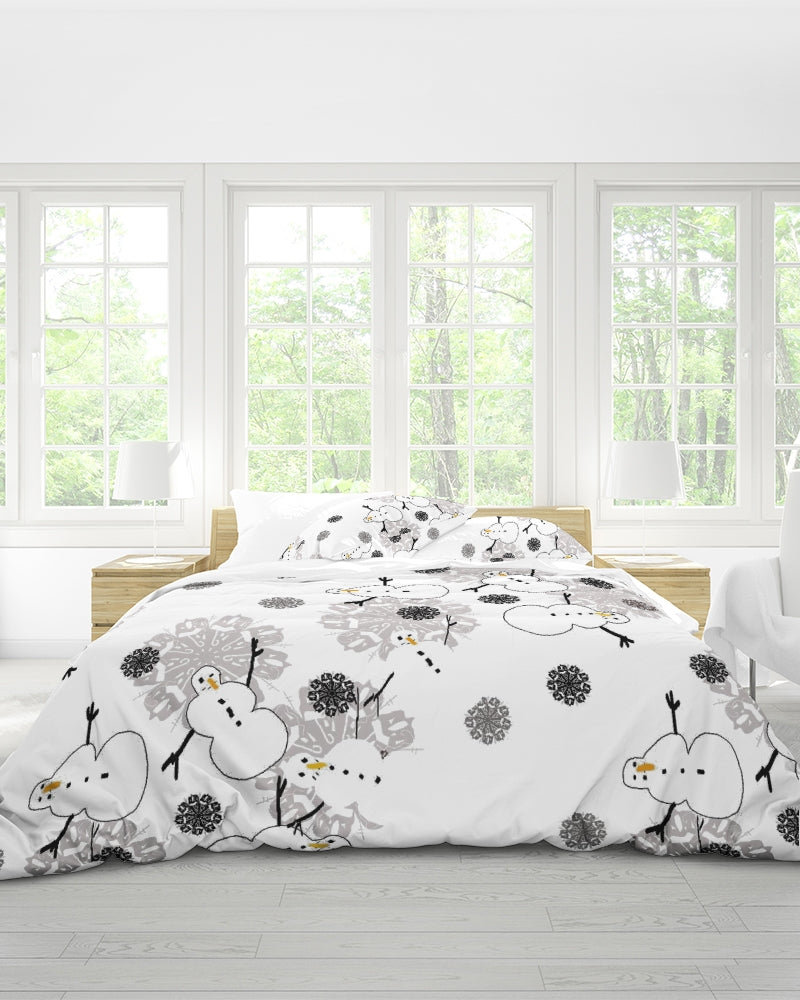 Snowman Pattern Queen Duvet Cover Set