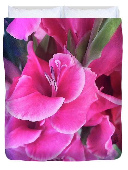 Dark Pink Gladiolas - Duvet Cover