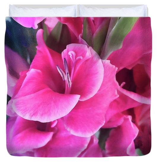 Dark Pink Gladiolas - Duvet Cover