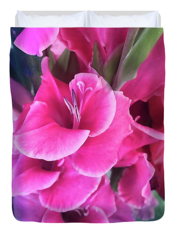 Dark Pink Gladiolas - Duvet Cover