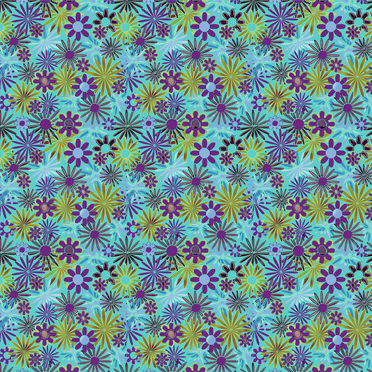 Sea Green and Purple Daisies Digital Image Download