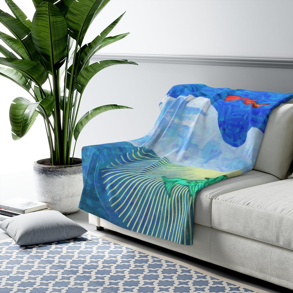 Jumping Fishies Sherpa Fleece Blanket