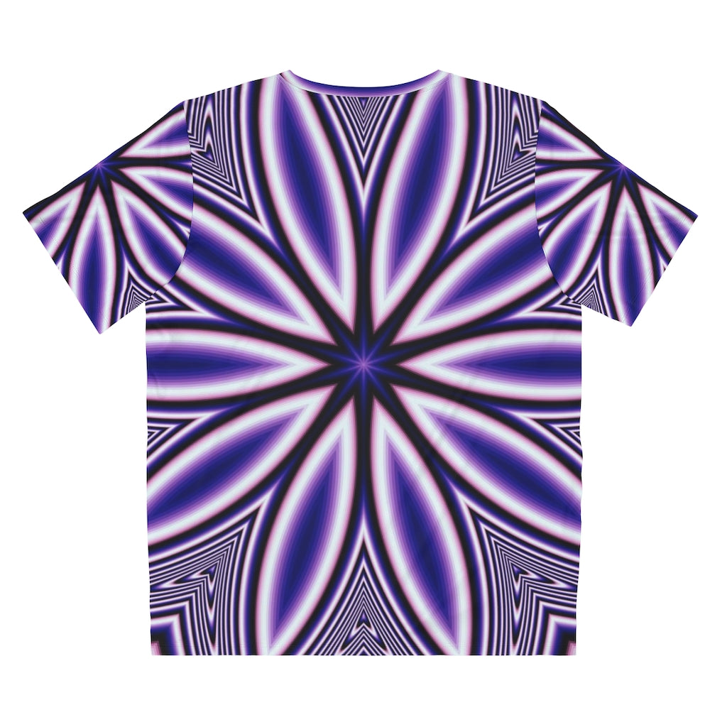 Blue Fractal Flower Kaleidoscope Unisex AOP Cut & Sew T-Shirt