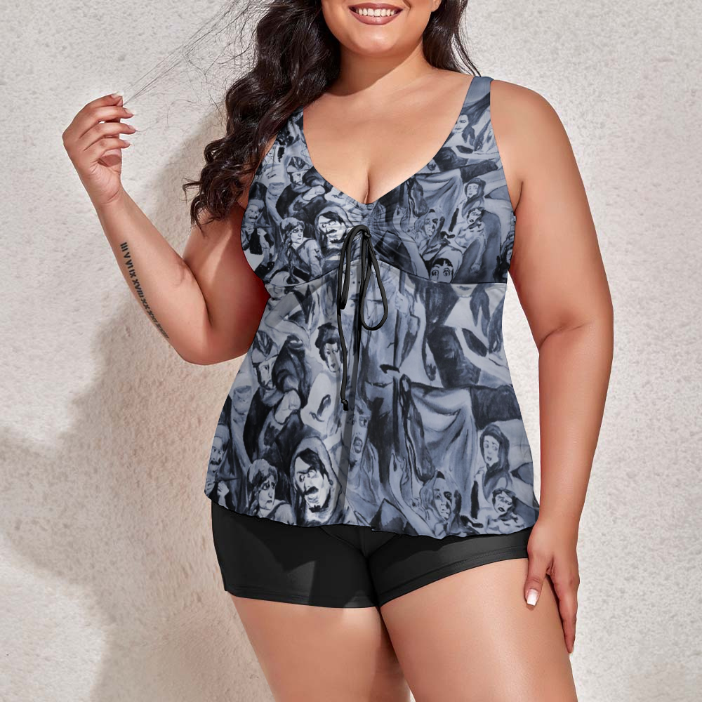 Silents Custom Women's Plus Size Two Piece Swimsuit Stylish Swimwear