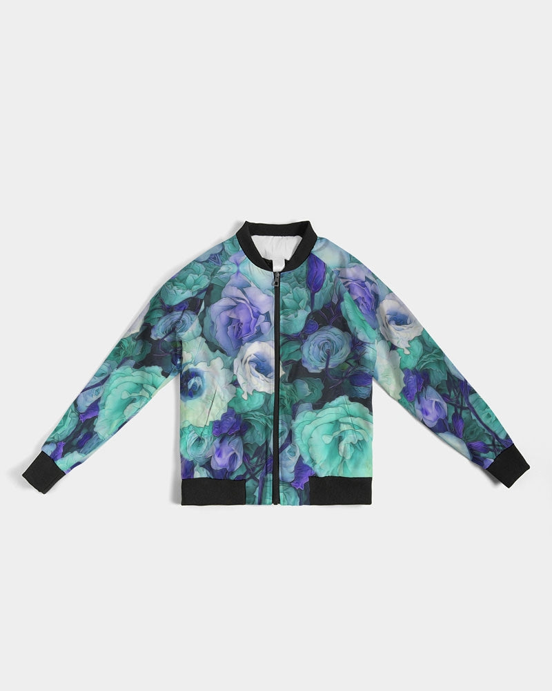 Aqua Flowers Women's Bomber Jacket