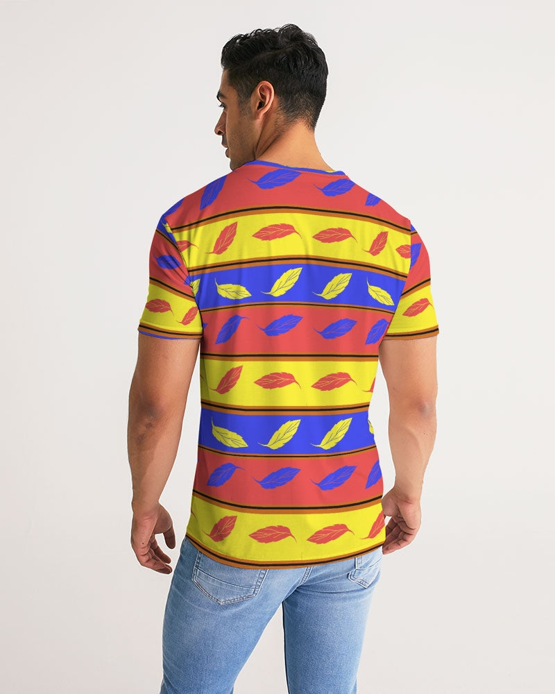 Red Yellow and Blue Leaf Stripes Men's Tee