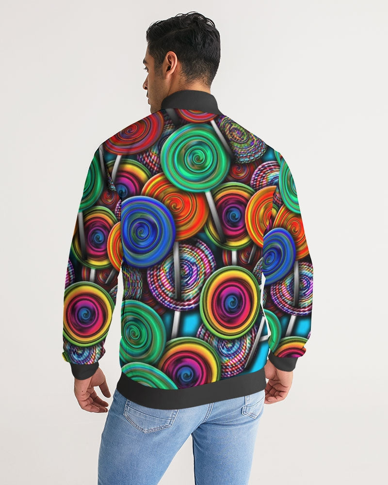 Colorful Lollipops Men's Stripe-Sleeve Track Jacket