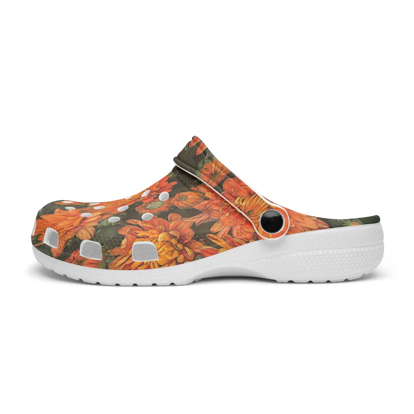 Orange Fall Mums 413. All Over Printed Clogs