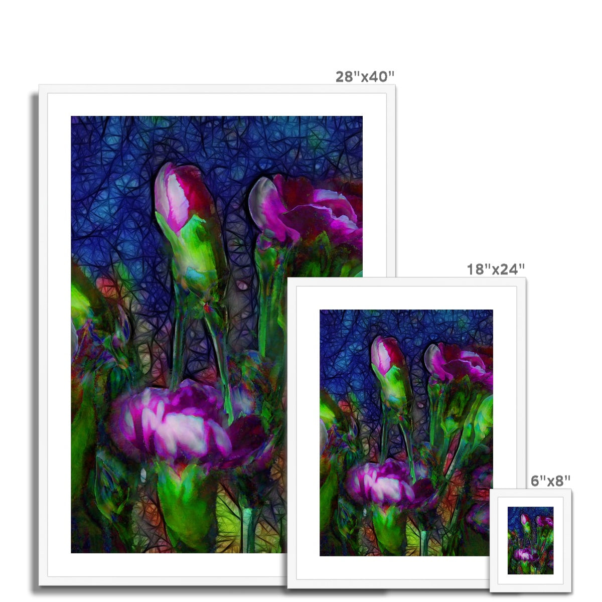 Abstract Pink Carnations Framed & Mounted Print