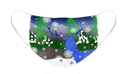 Deer In The Snow - Face Mask