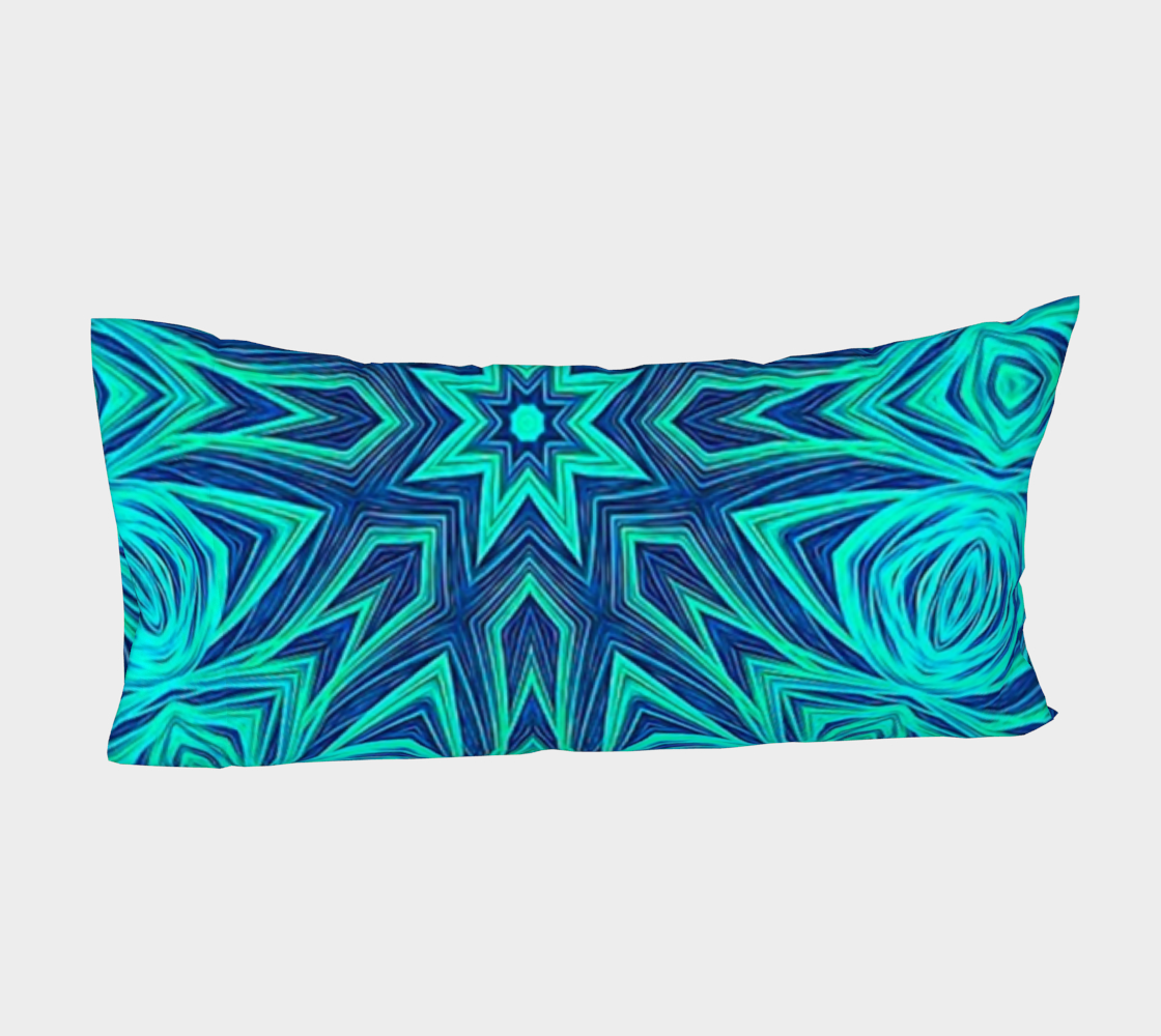Blue Ice Fractal Kaleidoscope Bed Pillow Sleeve
