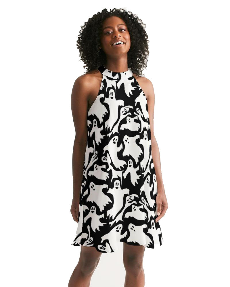 Ghosts Pattern Women's Halter Dress