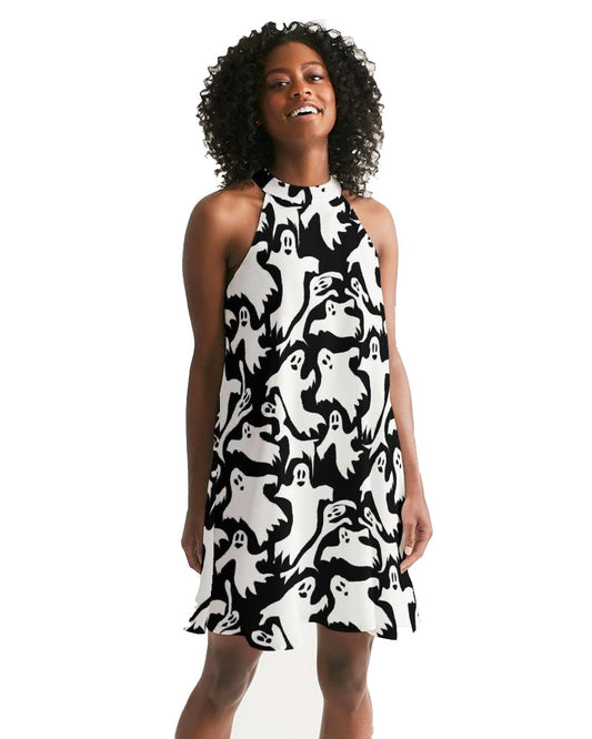 Ghosts Pattern Women's Halter Dress