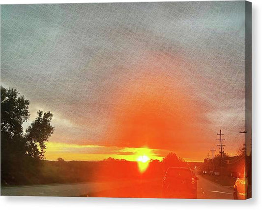 Driving Into a Mchenry Sunset - Canvas Print