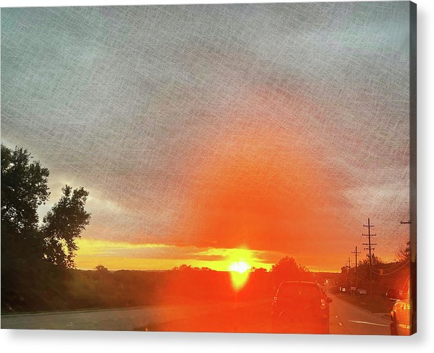 Driving Into a Mchenry Sunset - Acrylic Print