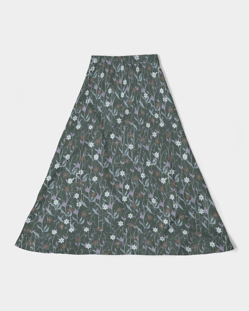 Violets On Gray Women's A-Line Midi Skirt