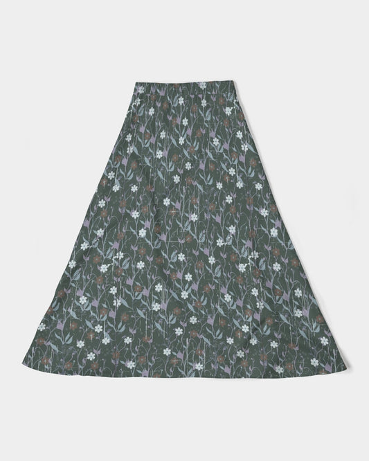 Violets On Gray Women's A-Line Midi Skirt