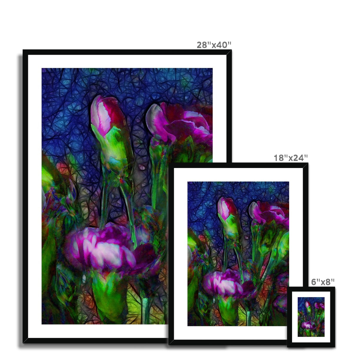 Abstract Pink Carnations Framed & Mounted Print
