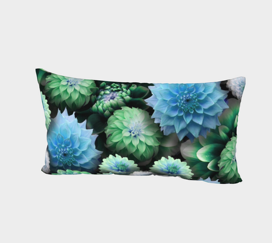 Blue Green Dahlias Bed Pillow Sham