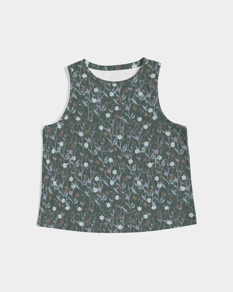 Violets On Gray Women's Cropped Tank