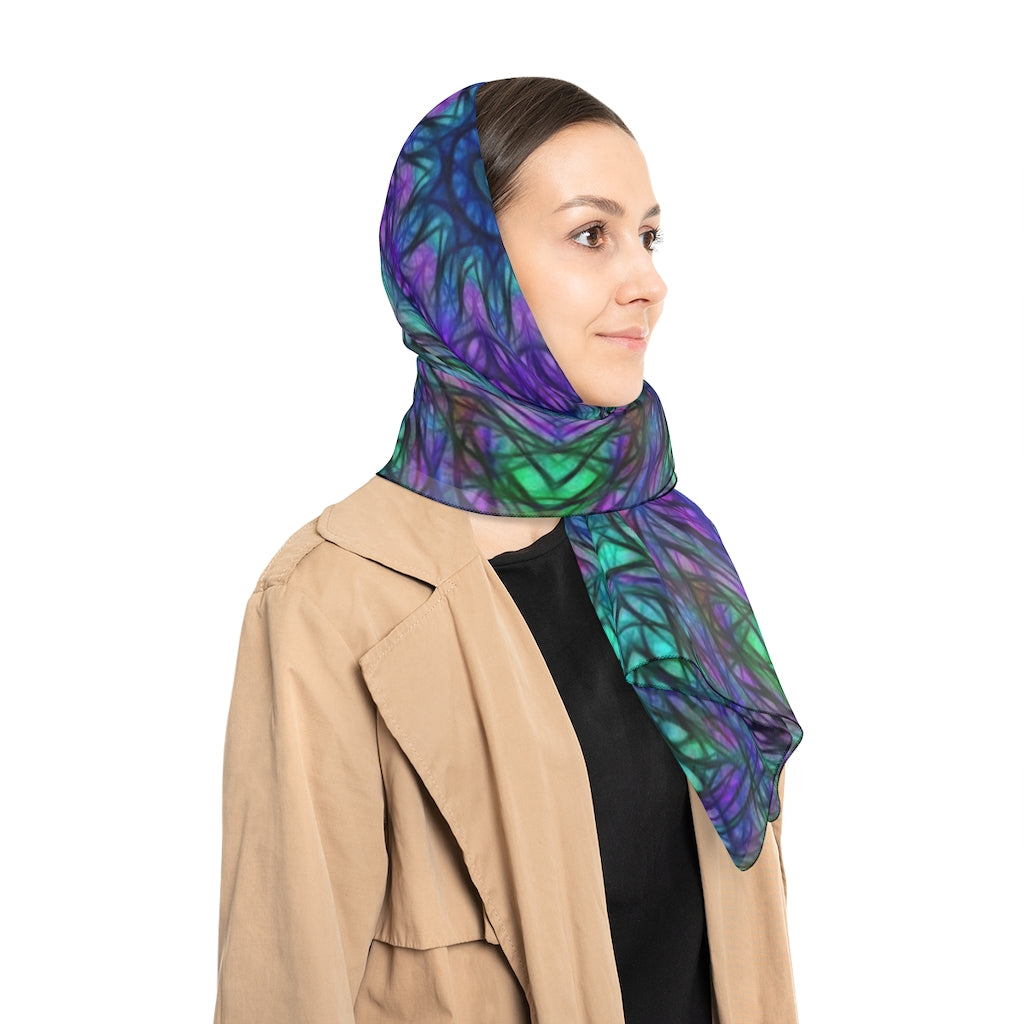 Blue Green Purple Kaleidoscope Poly Scarf