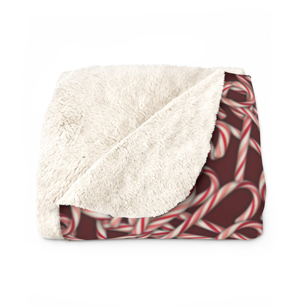 Candy Cane Pattern Sherpa Fleece Blanket