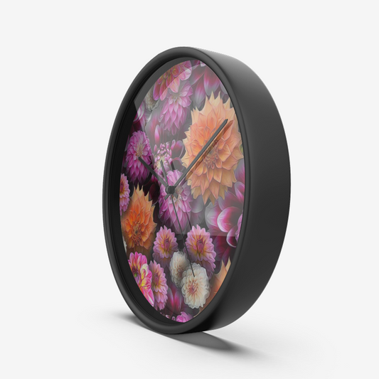 Pink and Orange Dahlias Wall Clock Silent Non Ticking Quality Quartz