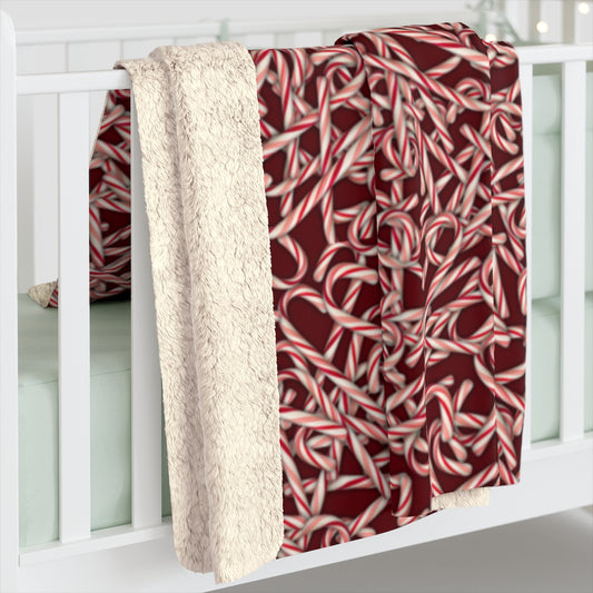Candy Cane Pattern Sherpa Fleece Blanket
