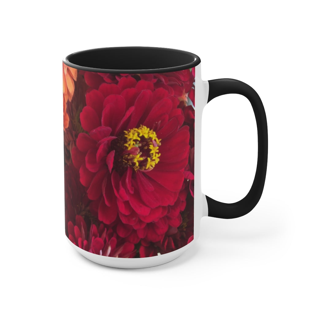 Peach and Pink Zinnias Accent Mug