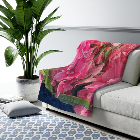 Pink Gladiolas Sherpa Fleece Blanket