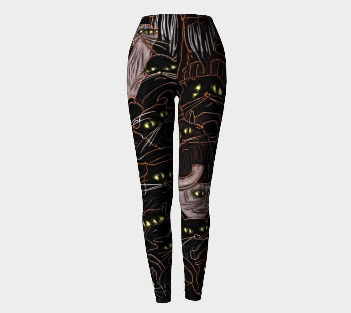 Black Cats Yellow Eyes Leggings